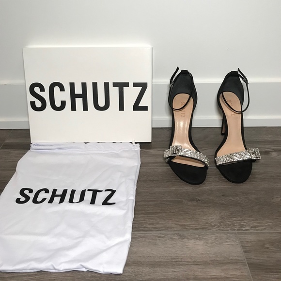 Black crystal open toe heels - SCHUTZ - Picture 2 of 5